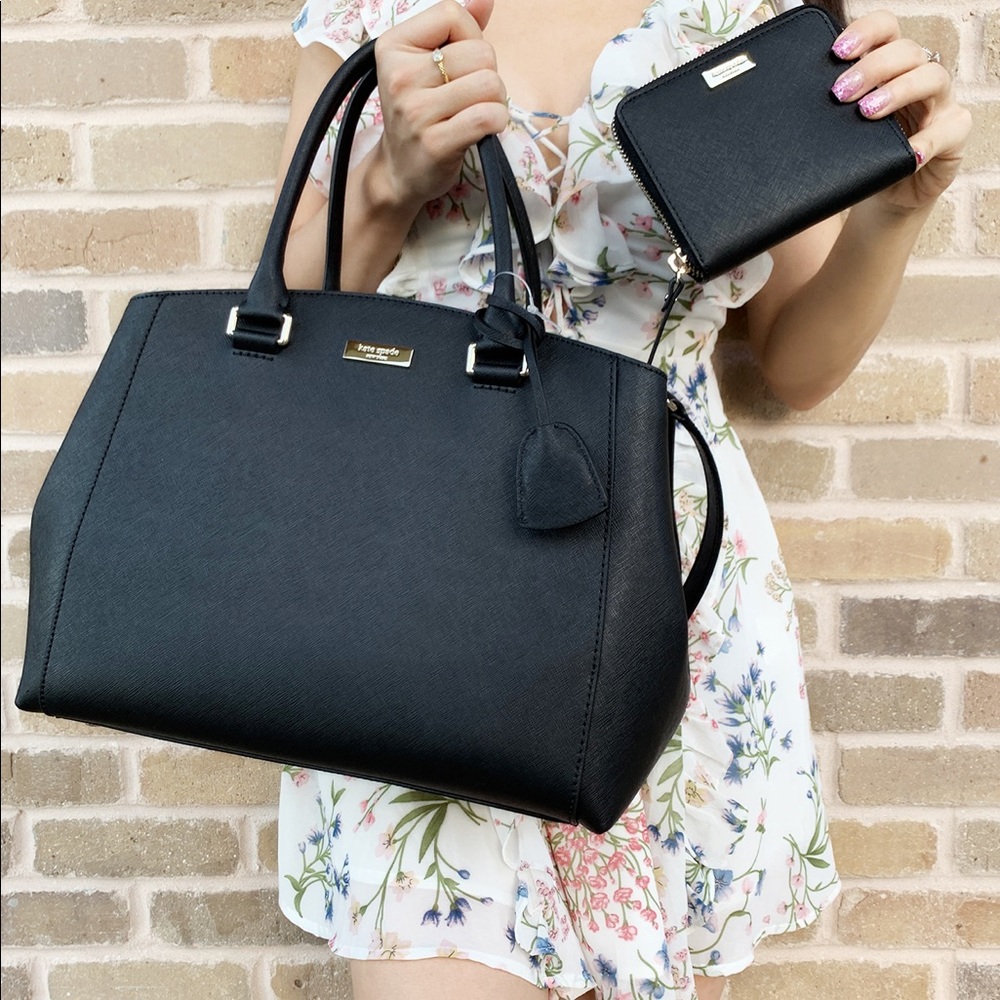 ‼️SALE‼️Kate spade large Satchel + wallet Black - Picture 1 of 8